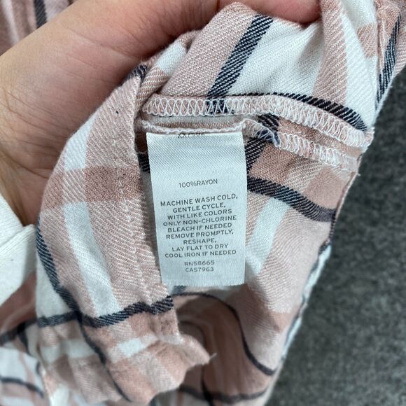 Nordstrom Rack Shirt Women M Medium Pink Plaid Button Up Collared Short Sleeve - Picture 6 of 9